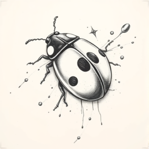 Pencil Sketch Ladybug Tattoo