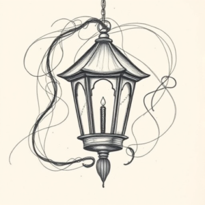Pencil Sketch Lantern Tattoo