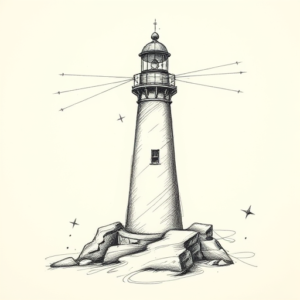 Pencil Sketch Lighthouse Tattoo