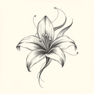Pencil Sketch Lily Tattoo