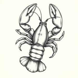 Pencil Sketch Lobster Tattoo