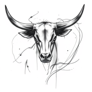Pencil Sketch Longhorn Tattoo