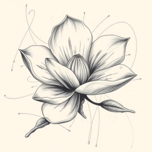 Pencil Sketch Magnolia Tattoo