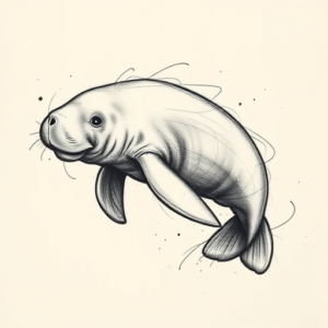 Pencil Sketch Manatee Tattoo