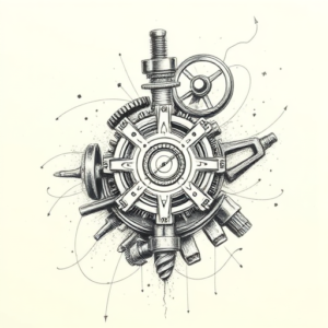 Pencil Sketch Mechanic Tattoo