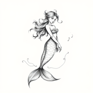 Pencil Sketch Mermaid Tattoo