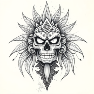 Pencil Sketch Mictlantecuhtli Tattoo