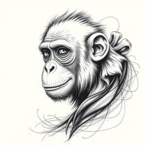 Pencil Sketch Monkey Tattoo