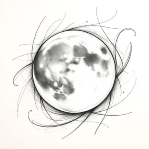 Pencil Sketch Moon Tattoo