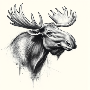 Pencil Sketch Moose Tattoo