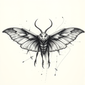 Pencil Sketch Mothman Tattoo