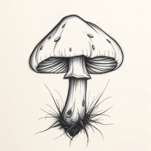 Pencil Sketch Mushroom Tattoo