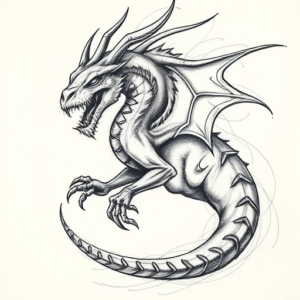 Pencil Sketch Mythosaur Tattoo