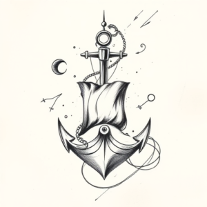 Pencil Sketch Nautical Tattoo