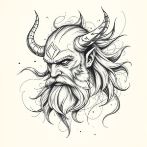 Pencil Sketch Odin Tattoo