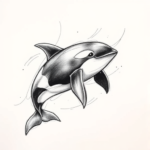 Pencil Sketch Orca Tattoo
