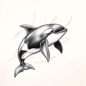Pencil Sketch Orca Tattoo