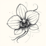 Pencil Sketch Orchid Tattoo