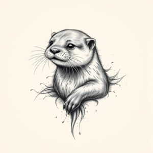 Pencil Sketch Otter Tattoo