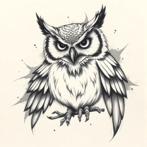 Pencil Sketch Owl Tattoo