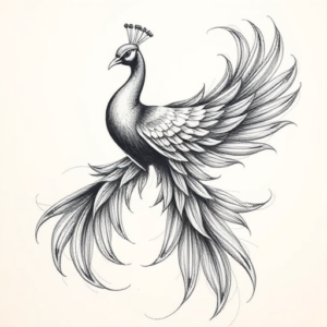 Pencil Sketch Peacock Tattoo
