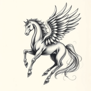 Pencil Sketch Pegasus Tattoo