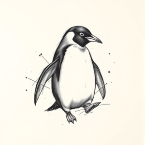Pencil Sketch Penguin Tattoo