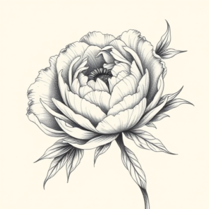 Pencil Sketch Peony Tattoo