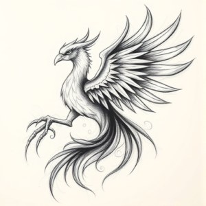 Pencil Sketch Phoenix Tattoo