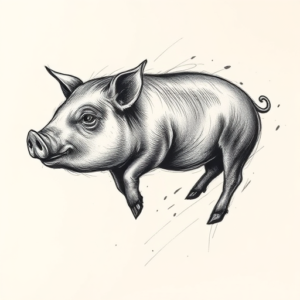 Pencil Sketch Pig Tattoo