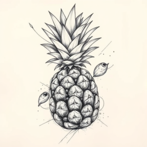 Pencil Sketch Pineapple Tattoo