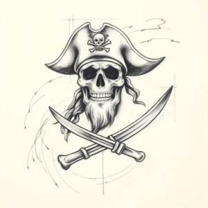 Pencil Sketch Pirate Tattoo