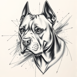 Pencil Sketch Pitbull Tattoo