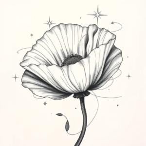Pencil Sketch Poppy Tattoo