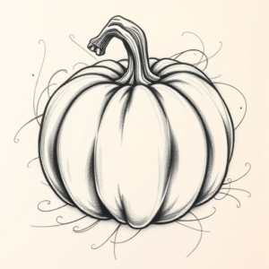 Pencil Sketch Pumpkin Tattoo