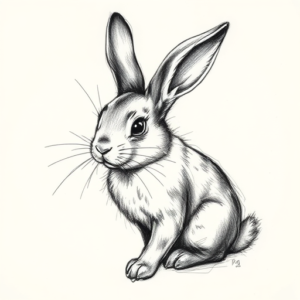 Pencil Sketch Rabbit Tattoo