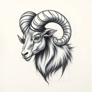 Pencil Sketch Ram Tattoo