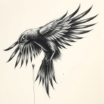Pencil Sketch Raven Tattoo