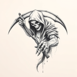Pencil Sketch Reaper Tattoo