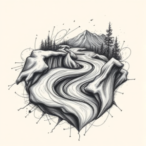 Pencil Sketch River Tattoo