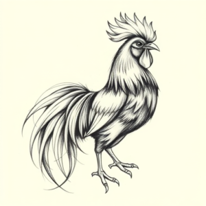 Pencil Sketch Rooster Tattoo