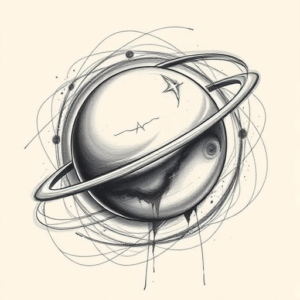 Pencil Sketch Saturn Tattoo