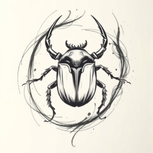 Pencil Sketch Scarab Tattoo