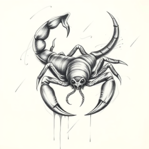 Pencil Sketch Scorpio Tattoo