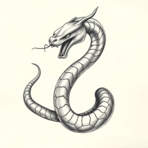 Pencil Sketch Serpent Tattoo