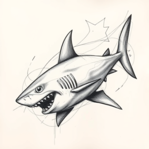 Pencil Sketch Shark Tattoo