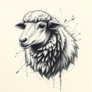 Pencil Sketch Sheep Tattoo