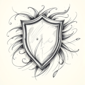 Pencil Sketch Shield Tattoo