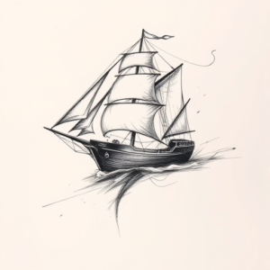 Pencil Sketch Ship Tattoo