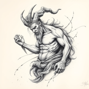 Pencil Sketch Sisyphus Tattoo